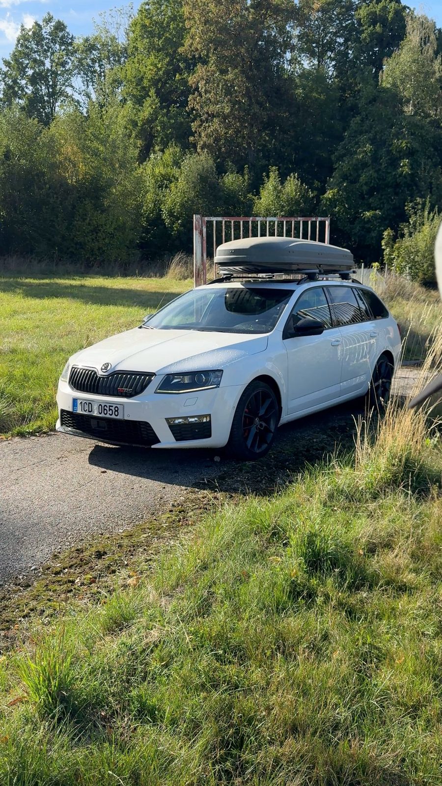 Škoda Octavia RS s boxem na střeše